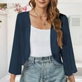 thumbnail image 2 of Htigea Women's Beach Kimono Cardigan 3/4 Long Sleeve Sheer Chiffon Cover Ups Casual Loose Open Front Cardigans Tops Dark Blue S, 2 of 5
