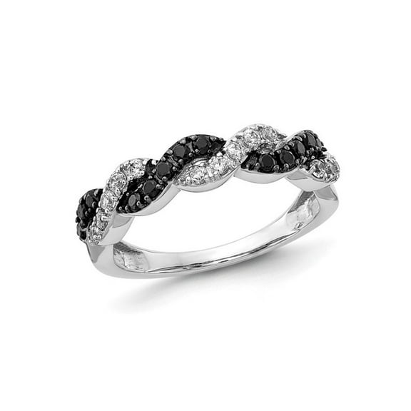 1/2 Carat (Ctw) Black & White Diamond Infinity Twist Ring in 14K White Gold