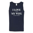 thumbnail image 2 of I Love My Wife Lets Me Go Hunting Hunting Mens Graphic Tank Top, Navy, Large, 2 of 3