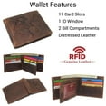thumbnail image 2 of MARSHAL Men's Western Rodeo Wallet  Vintage Leather Bifold with Bull Design, RFID Blocking, and Classic Cowboy Style Brown, 2 of 8