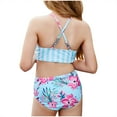 thumbnail image 5 of Odeerbi Teen Swimsuits Kids Girls Two Piece Swimsuit Floral Bikini Toddler Tropical Flower Print Sling Hollow Beach Swimsuit Blue, 5 of 9