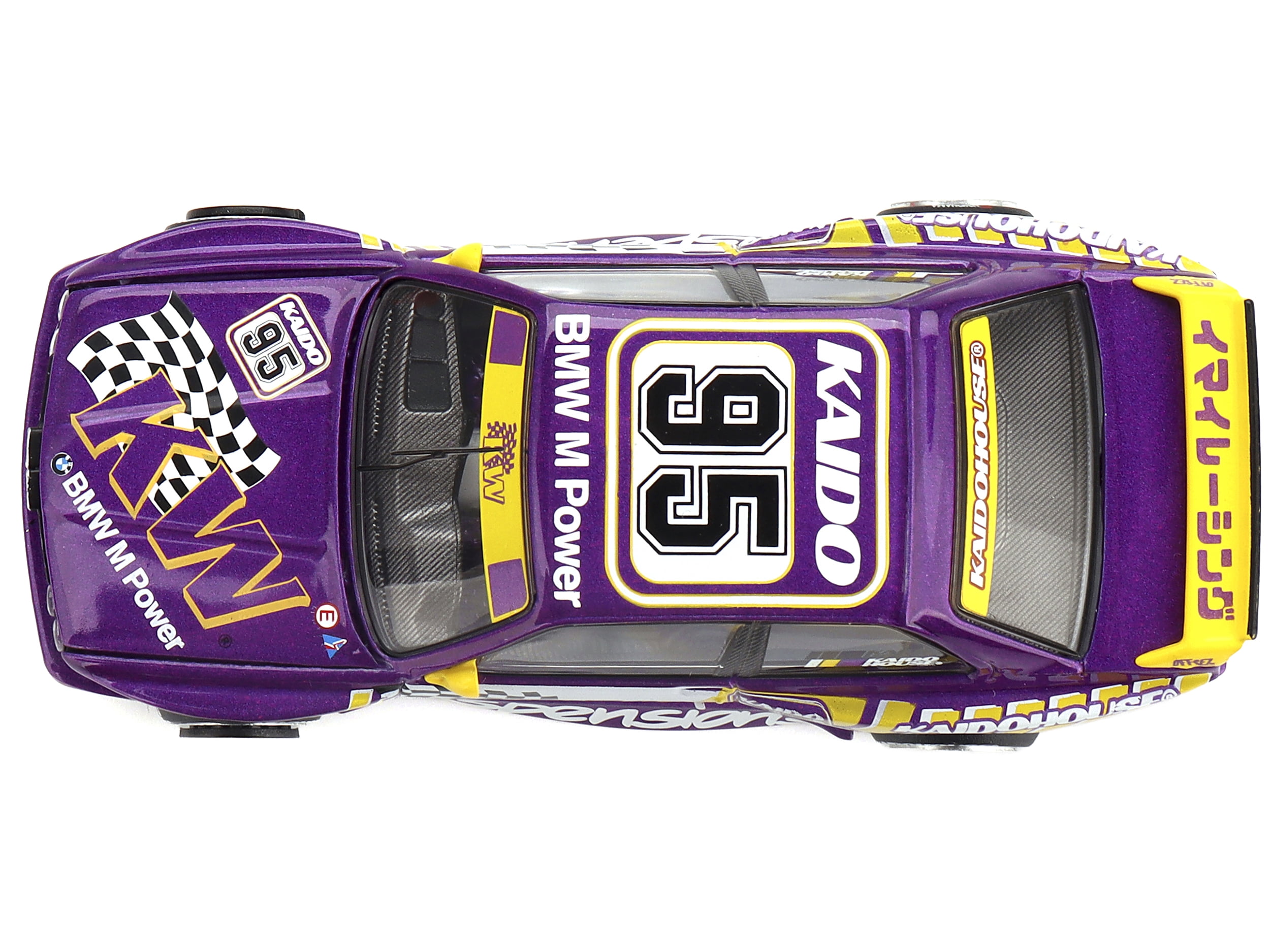 BMW M3 "Kaido KW V1" #95 Purple and Yellow with Graphics "Kaido House" Special 1/64 Diecast Model Car by Mini GT