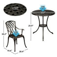 thumbnail image 3 of Danolapsi 3-Piece Outdoor Rust-Resistant Cast Aluminum Patio Bistro Set,Cast Aluminum Patio Bistro Set with Umbrella Hole,Patio Table and Chairs, Outdoor/Indoor Use,for Garden,Backyard,Patio Balcony, 3 of 9