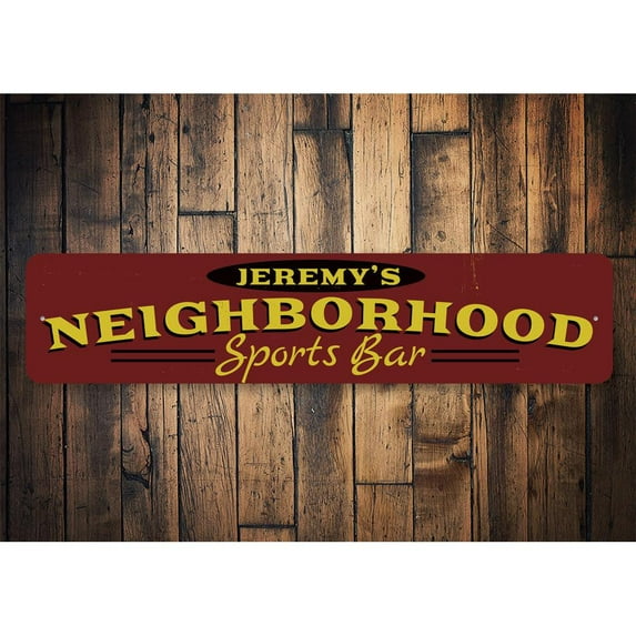 Neighborhood Sports Bar Novelty Sign, Metal Wall Decor - 4x18 inches
