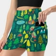 thumbnail image 3 of Green Forest Pattern Women's skirt Mini Skirts A Line Skirt With Hide Pocket Green Forest Woods Woodland Pattern Animals Tents, 3 of 6