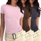 thumbnail image 1 of Camiseta básica de manga corta ajustada para mujer: camiseta de poliéster ajustada, top informal de verano, tallas S-XXL, estampado floral, apta para múltiples ocasiones, 1 of 5