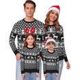 thumbnail image 1 of Totatuit Chandail de Noël Assorti pour la Famille Col Rond Rennes Flocons de Neige Chandail Tricoté Laid pour Hommes Femmes, 1 of 6