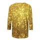 thumbnail image 4 of EQWLJWE - Blusa de lentejuelas brillantes para mujer, talla grande, manga 3/4, cuello redondo, brillante, personalizada, para salir de noche o cóctel (S-5XL), 4 of 5