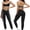 Strappy Black, variant on PISONIC Womens Two Piece Workout Set Spaghetti Straps Color Block Sports Bra Matching High Waist Leggings Gym Work Out Outfits