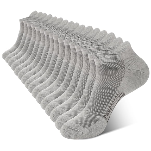 Calcetines de tobillo BAMBOO COOL para hombre, acolchados, atléticos, 8 unidades, color gris