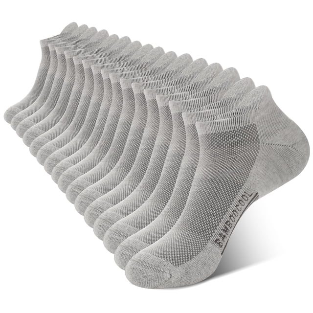 Calcetines de tobillo BAMBOO COOL para hombre, acolchados, atléticos, 8 unidades, color gris