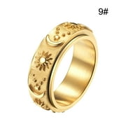 Nanafast Stainless Steel Swivel Ring Relieves Anxiety Ring Sun Moon Star Commitment Engagement Ring