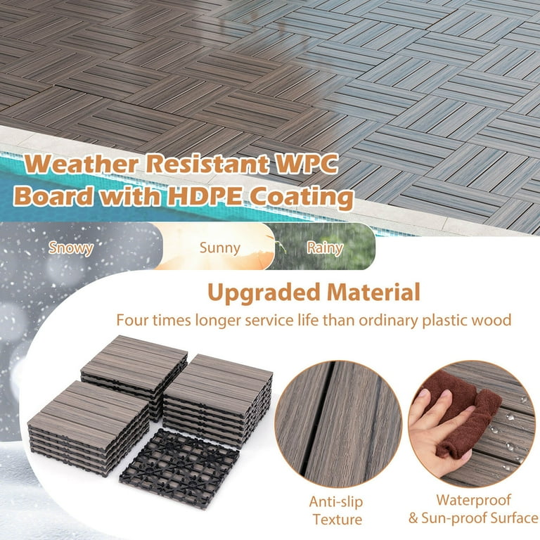 TK　1027 Costway 18 PCS Interlocking Deck Tiles Anti-slip Floor Tiles