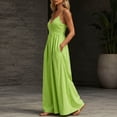 thumbnail image 4 of ClodeEU Women's V Neck Spaghetti Strap Backless Sleeveless Dress with Pockets ,Solid Color Casual Summer Maxi Dress Green,Women's Plus L, 4 of 7
