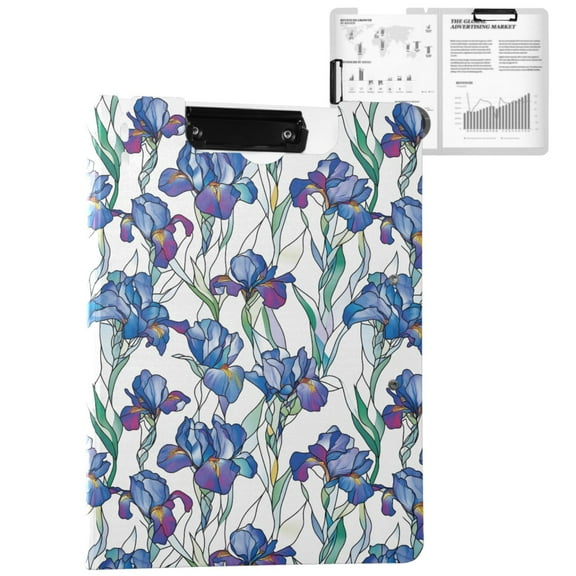 ALAZA Irises Flowers A4 Foldable Clipboard 360 Degree Folder Binder