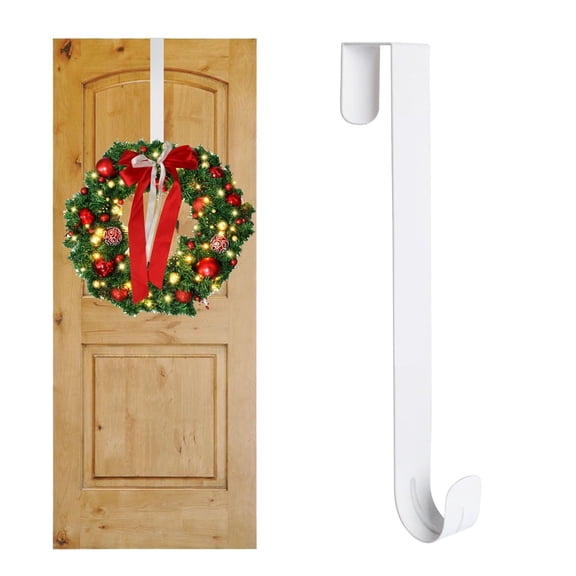 1Pc 15 In Wreath Hanger,Metal Wreath Holder,Door Hook for Xmas Easter Spring Wreath ,Front Door Hanger ,White