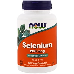 Now Foods, Selenium, 200 mcg, 180 Veggie Caps (Pack of 1)