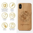 thumbnail image 4 of Case Yard Wooden Case Outside Soft TPU Silicone, Slim Fit Shockproof Wood Protective Phone Cover for Girls Boys Men and Women, Supports Wireless Charging Sagittarius Sign Design case for iPhone-XS-Max, 4 of 7