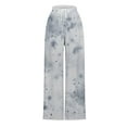 thumbnail image 4 of CQONEPT Women's Printed Pants Elastic Waist Wide Leg Pants Drawstring Comfortable Loose Lounge Fashion Pants White S, 4 of 4