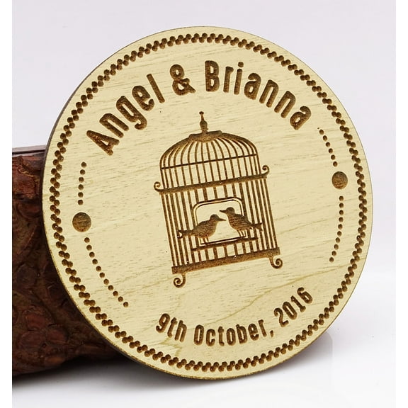 Rustic Wedding Save the Date Wooden Magnet 20 Custom Engraved Wooden Magnet Personalized Gift