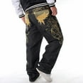 thumbnail image 2 of Ruiatoo Baggy Jeans for Men Classic Relaxed Fit Vintage Hip Hop Skateboard Pants with Embroidery 01 Black Size 46, 2 of 5