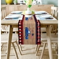 thumbnail image 2 of Chemin de Table à Carreaux Rouge Buffalo pour la Fête de l'Indépendance - Coton Lin - Long 108 Pouces, Charges de Voitures Bleues, Feux d'Artifice Drapeau USA, Napperons Rectangulaires en Bois Brun pour Cuisine, Café/salle à Manger, Chambre, Salon, Décor de Foulards, 2 of 8