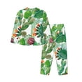 thumbnail image 2 of Kll Cactus 3 Print Women'S Long Sleeve Pajamas With Pants Sleepwear Loungewear 2 Set-Large, 2 of 9