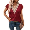 thumbnail image 4 of Fantaslook Lace Womens Blouses Cap Sleeve V Neck T Shirts for Women Summer Casual Tops, 4 of 9