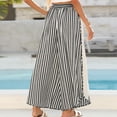 thumbnail image 3 of Sewkxo Womens Summer Palazzo Pants Casual Loose Striped Wide Leg Pants Elastic Waist Lounge Trousers,Black 2XL, 3 of 6