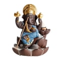thumbnail image 1 of EeaseMX Quemador de incienso de cerámica con reflujo de Buda Ganesha, figura hecha a mano, estatua de dios elefante, soporte de incienso para el hogar, color azul, 1 of 7