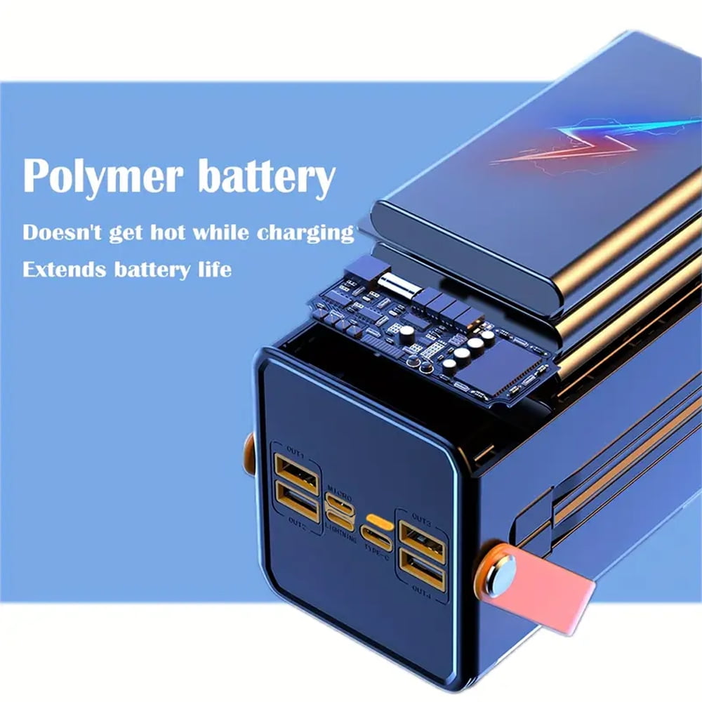 Hotpom 120W Fast Charging Power Bank, 30000mAh Portable Charger, with Built-in Cables and LED Digital Display, Outdoor Emergency Backup Battery, Compatible with iPhone, Samsung.
