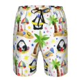 thumbnail image 4 of Yiaed Penguins On The Beach Print Men's Swim Trunks with Lining Quick Dry Sports Shorts Beach Shorts Boardshorts-XX-Large, 4 of 5