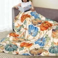 thumbnail image 5 of Fall Pumpkin Throw Blanket 50"x60" Leaf Blanket Teal Orange Vintage Autumn Pumpkin Thanksgiving Sofa Couch Decor Gifts To Friend Women Vintage Autumn Cozy Fuzzy Plush Throw Blanket Bed Chair Decor, 5 of 6
