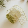 thumbnail image 4 of TOPRenddon 6.5ft Champagne Gold Wired Satin Ribbon with Glitter Stripe Edges , Champagne Christmas Ribbon for Tree, Bows Making, Wreath Supplies, Gift Wrapping Garland, Home Decor, Crafts, 4 of 4
