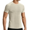 thumbnail image 2 of Men's Compression Shirt Mesh Short Sleeve Workout Gym Top Breathable Cool Dry Athletic Base Layer Undershirt T-Shirt for Sport Running Big and Tall Size M-3XL Khaki, 2 of 9