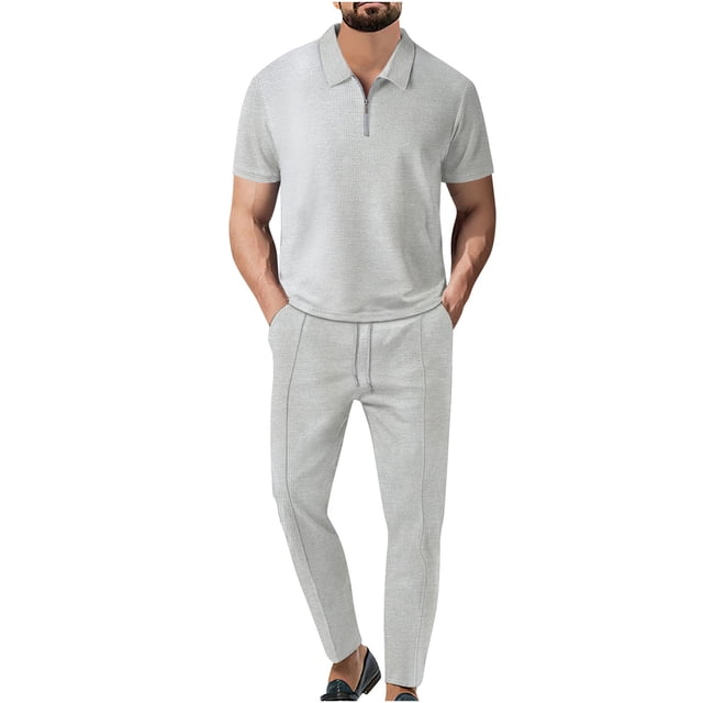 Mefallenssiah Hauts pour Hommes, Liquidation Ensemble à Manches Courtes Col Rabattu