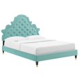 thumbnail image 2 of Modway Gwyneth Tufted Performance Velvet Full Platform Bed in Mint, 2 of 10
