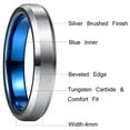 thumbnail image 5 of 4mm Silver Blue Tungsten Rings for Men Matte Finish Two-Tone Wedding Band with Beveled Edges, 5 of 6