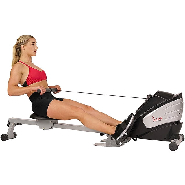 Máquina de Remo Magnética Sunny Health & Fitness SF-RW5622 Doble Función Monitor Digital Plegable 275 lb Hogar Gym Gris
