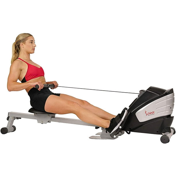 Máquina de Remo Magnética Sunny Health & Fitness SF-RW5622 Doble Función Monitor Digital Plegable 275 lb Hogar Gym Gris