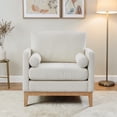 thumbnail image 2 of GZXS Upholstered Armchair with Bolster Pillows, 35.43"W Boucle Fabric Accent Chair with Solid Rubber Wood Legs, Removable Seat/BackCushions, for Living Room/Reading Nook (Ivory+Natural), 2 of 10