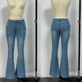 thumbnail image 4 of Women's Pants with Pockets,Women's High Waisted Jeans Wide Leg Button Fly Bell Bottoms Flared Solid Color Denim Pants, 4 of 9