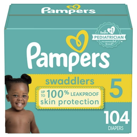 Pampers Swaddlers Soft and Absorbent Diapers, Size 5, 104 Count