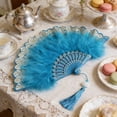 thumbnail image 4 of Feather Fan Foldable Handheld Flapper Fan with Feathers,Vintage Embroidered Fan for Women Costume Party Wedding Dancing Show Decoration Chinese Hand Fan, 4 of 7