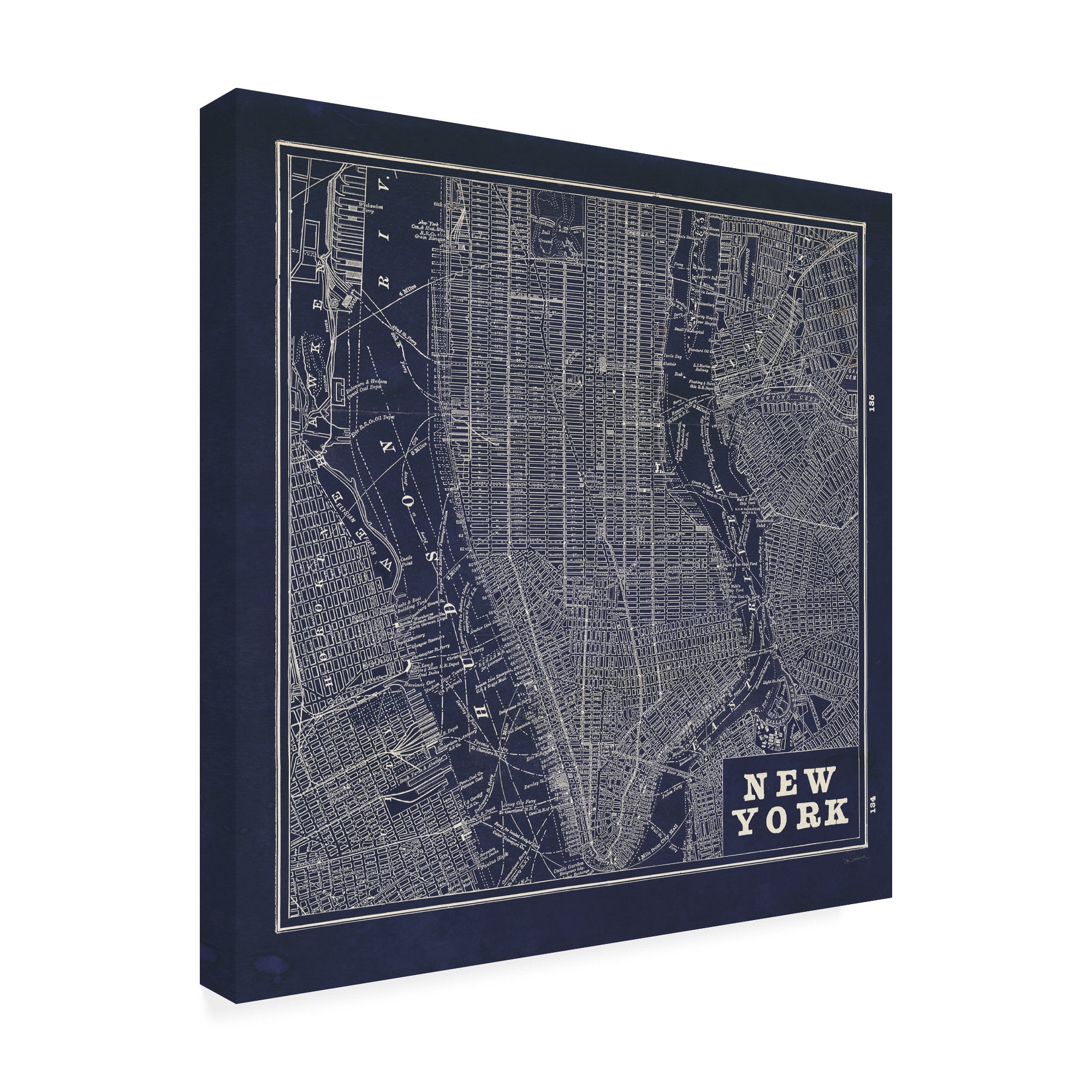 Trademark Fine Art 'Blueprint Map New York Square' Canvas Art by Sue Schlabach
