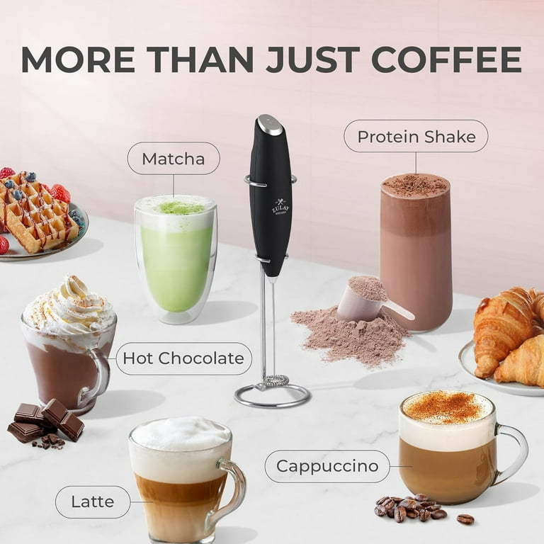 Zulay Kitchen Milk Frother with Stand and Batteries Handheld