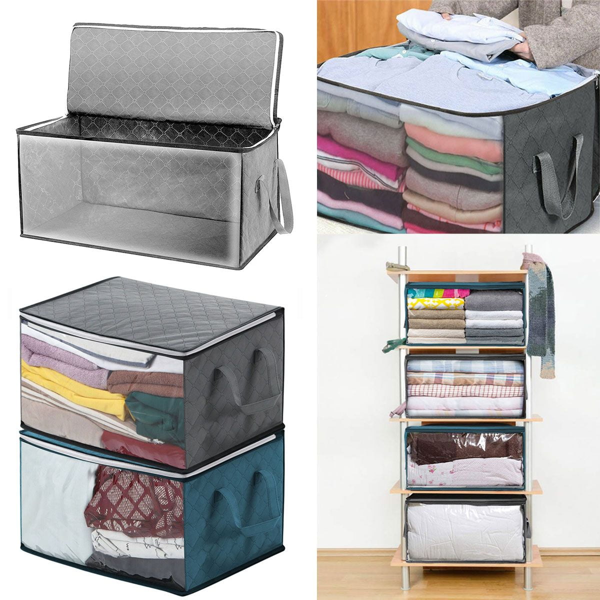 Large Clothes Storage Organizer with Handles for Closet Storage