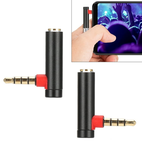 2PCS 3.5mm Male to Female Audio Adapter Right Angle Stereo Headphone Cable Jack PlugBlack