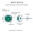 thumbnail image 5 of Rosec Jewels Lab Grown Emerald Stud Earrings with Diamond Halo (AAAA Grade), 925 Sterling Silver, 5 of 6