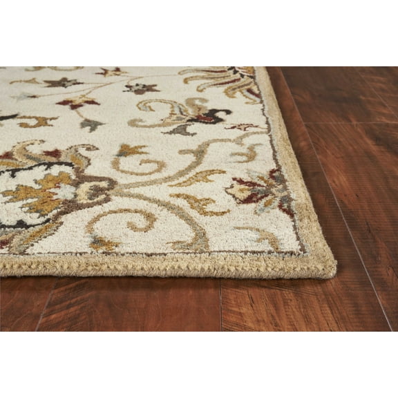 5'x8' Champagne Beige Hand Tufted Traditional Floral Indoor Area Rug